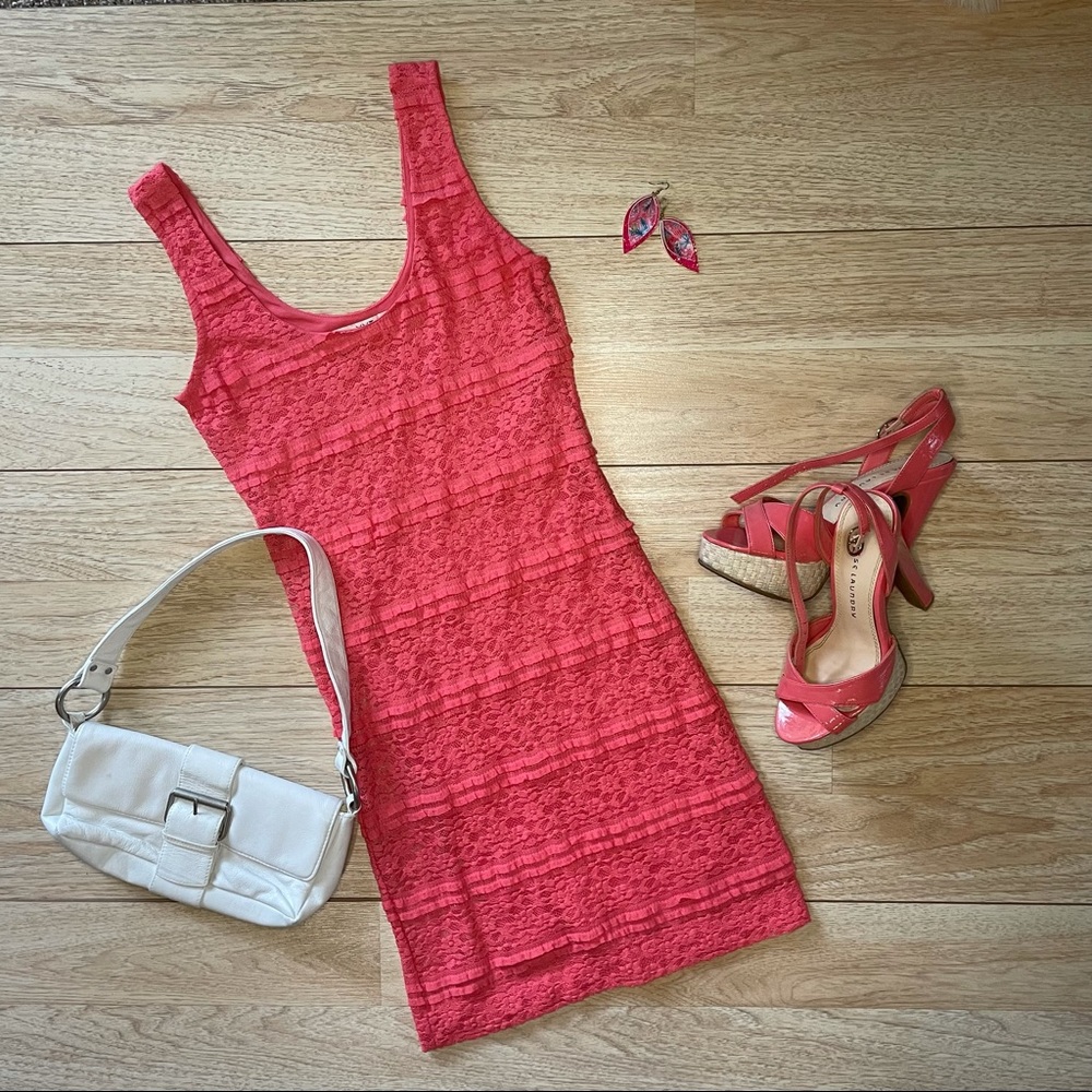 2/$40 XXI Coral Lace fitted dress